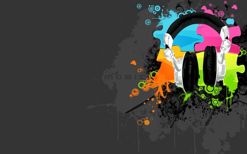 colorful headphones music art