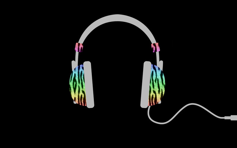 colorful headphones on black