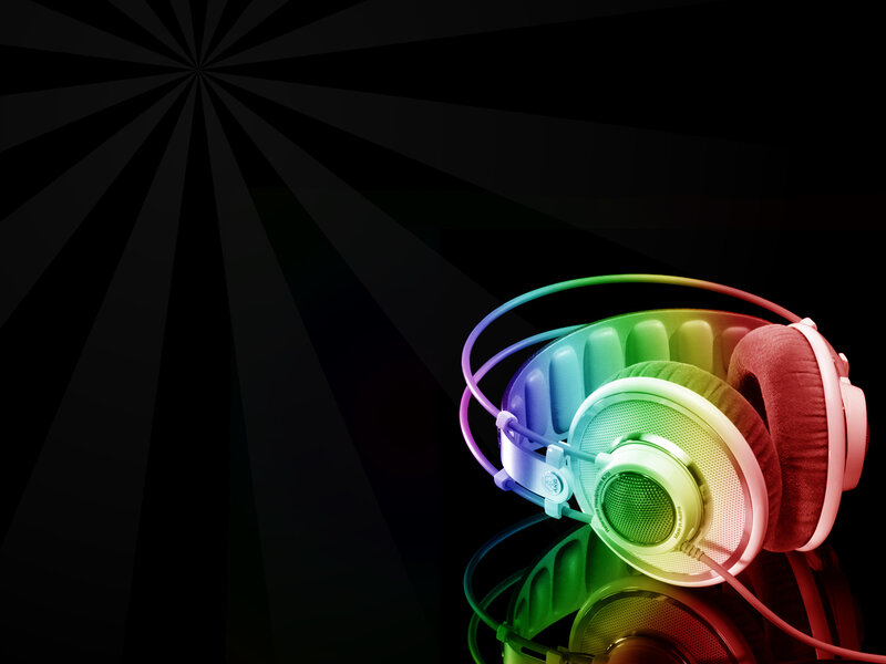 Colorful headphones on dark background