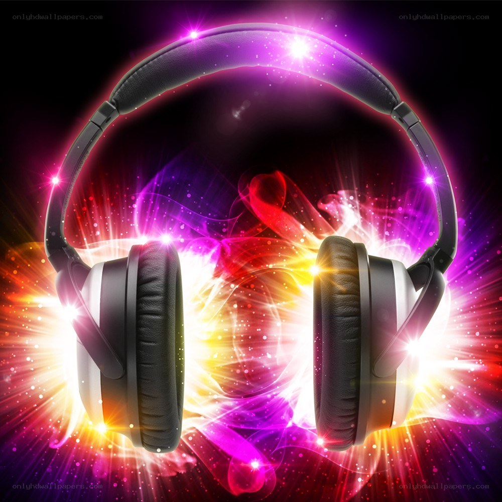 colorful headphones with light effects