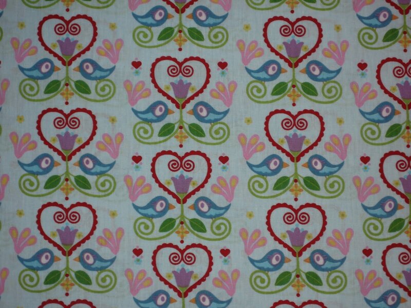 colorful heart and bird pattern
