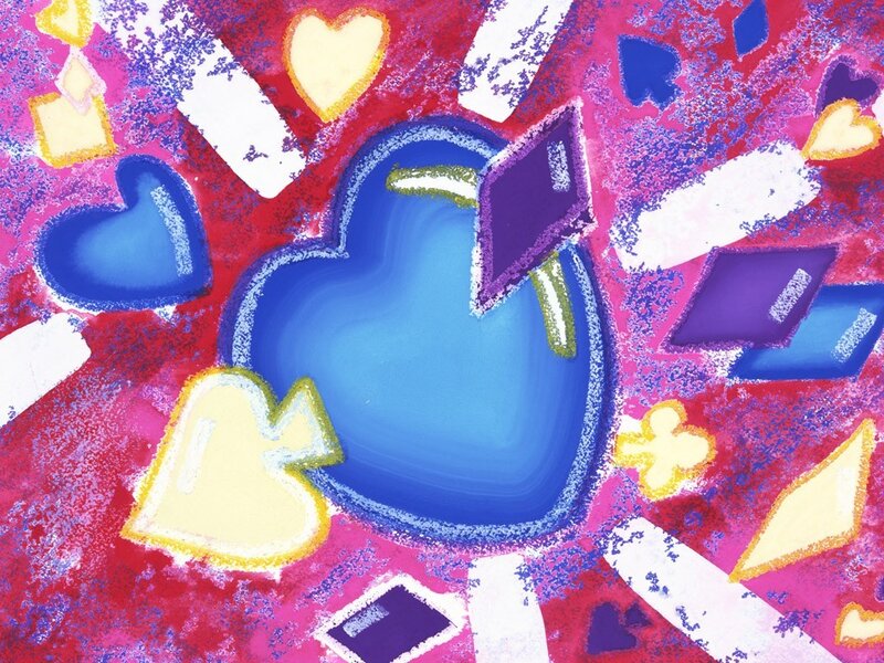 Colorful heart and card symbols