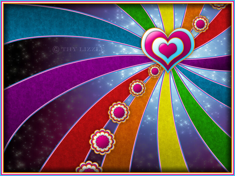 Colorful heart and flower design