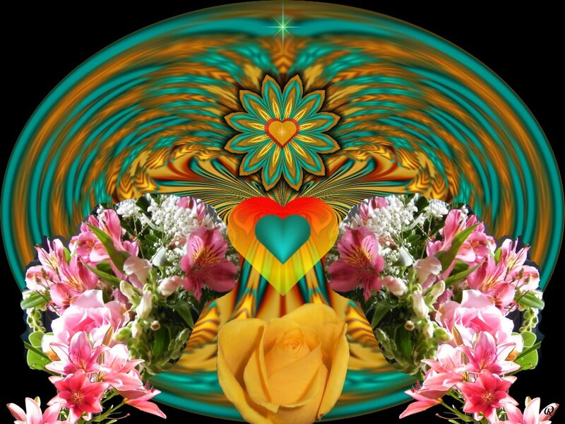 Colorful Heart and Flowers