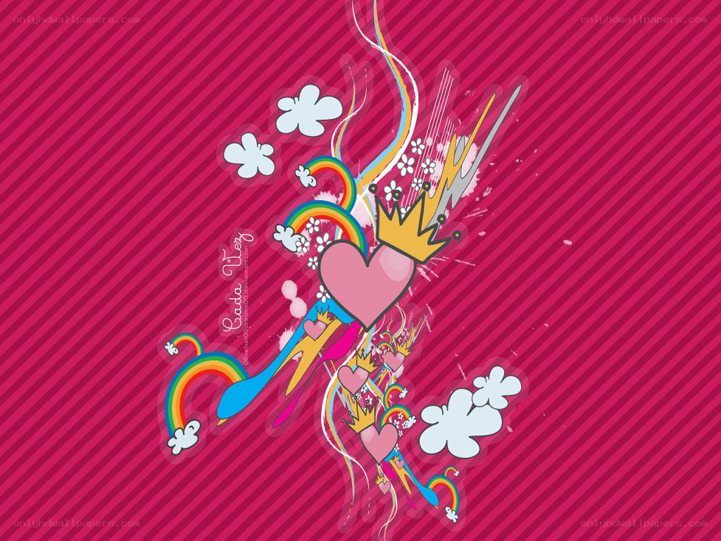 colorful heart and rainbow design