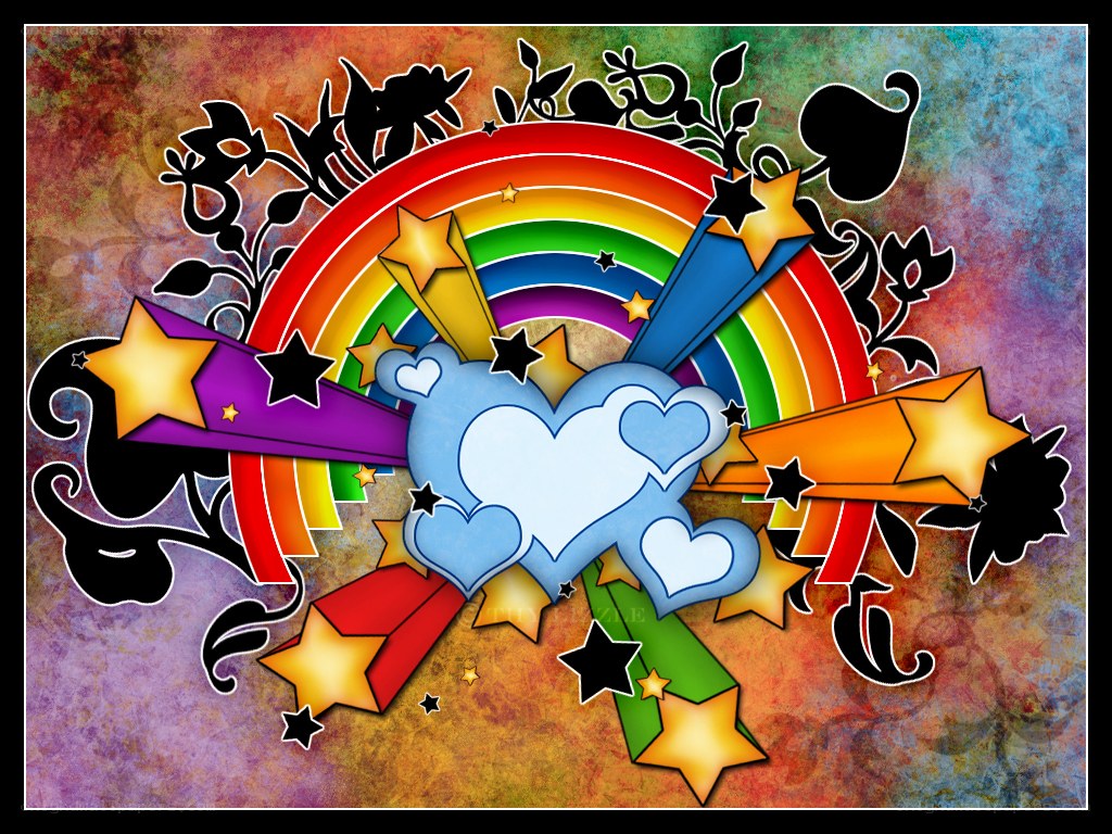 colorful heart and rainbow design