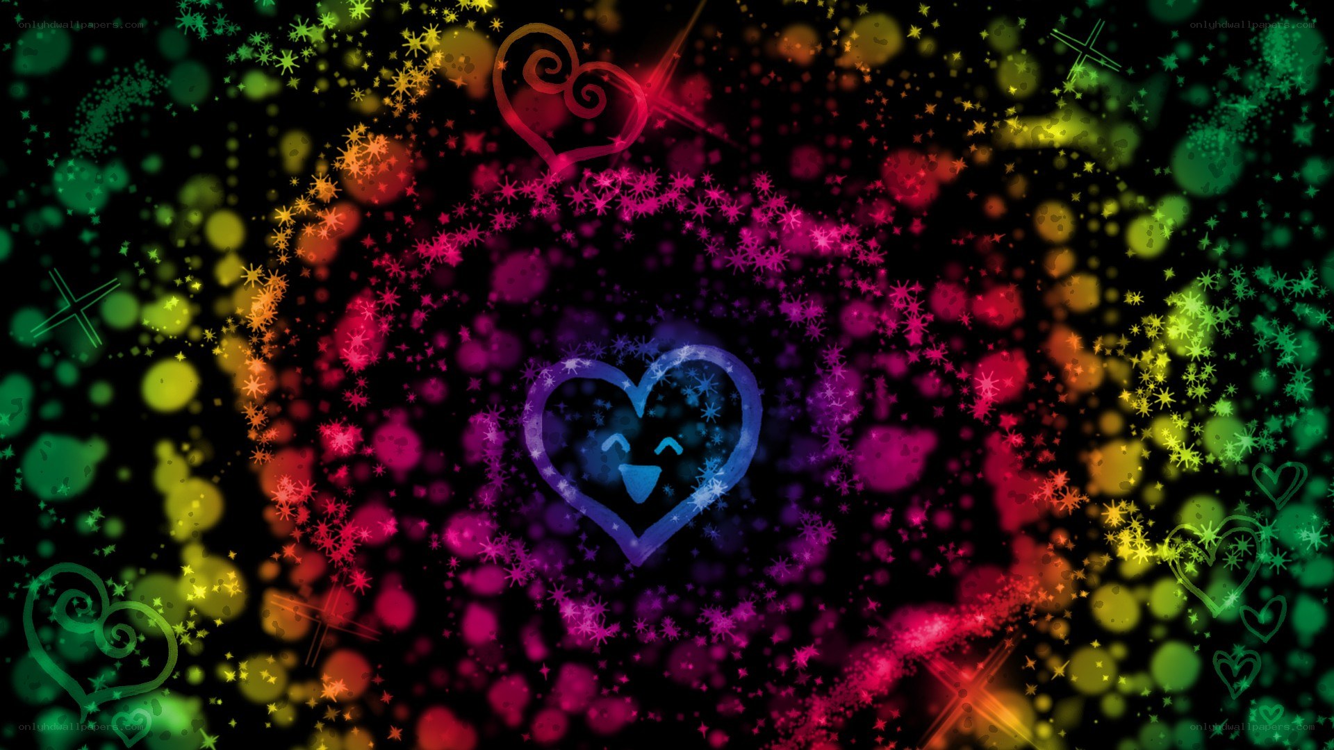colorful heart and star background
