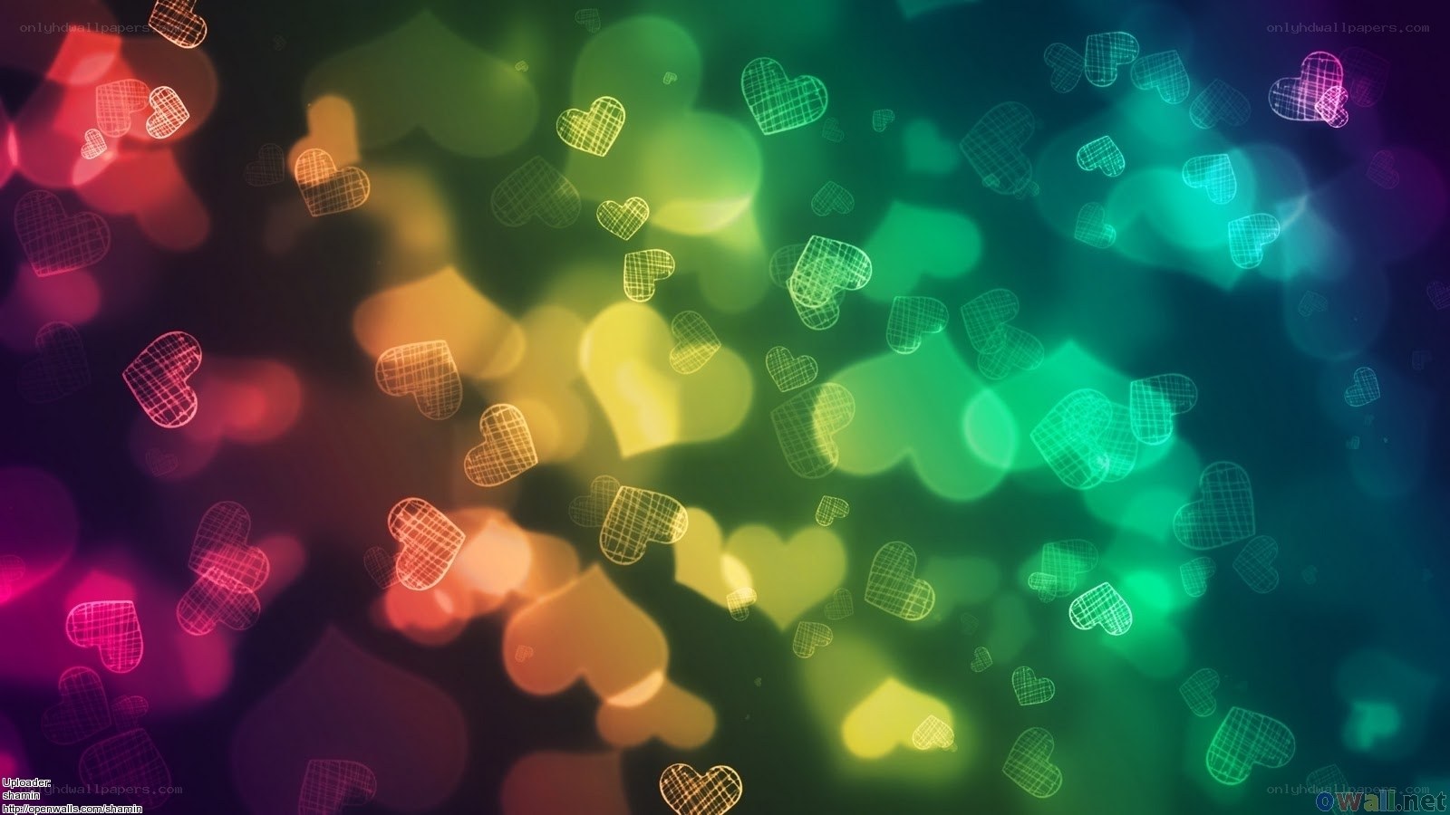 colorful heart bokeh background