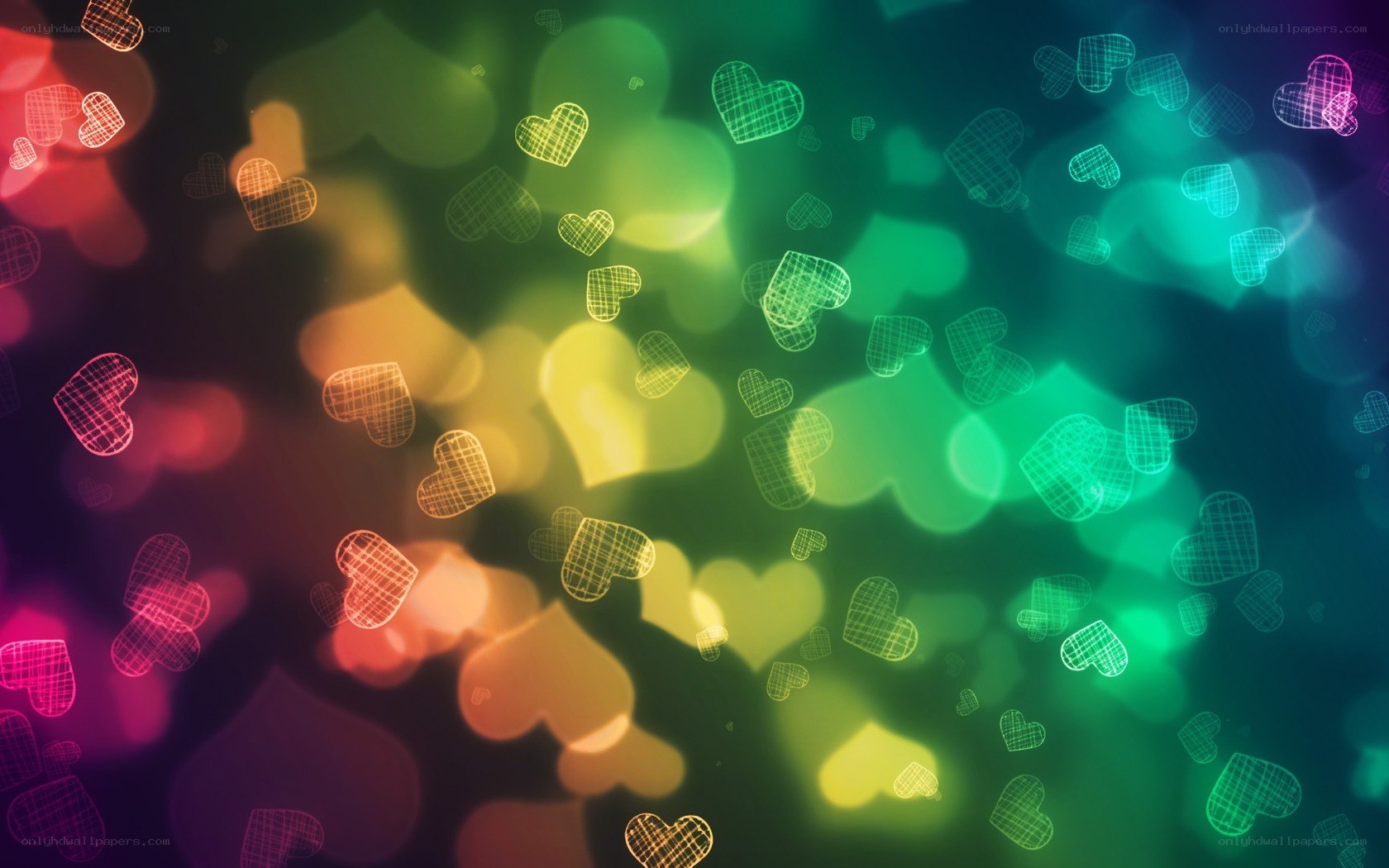 colorful heart bokeh background