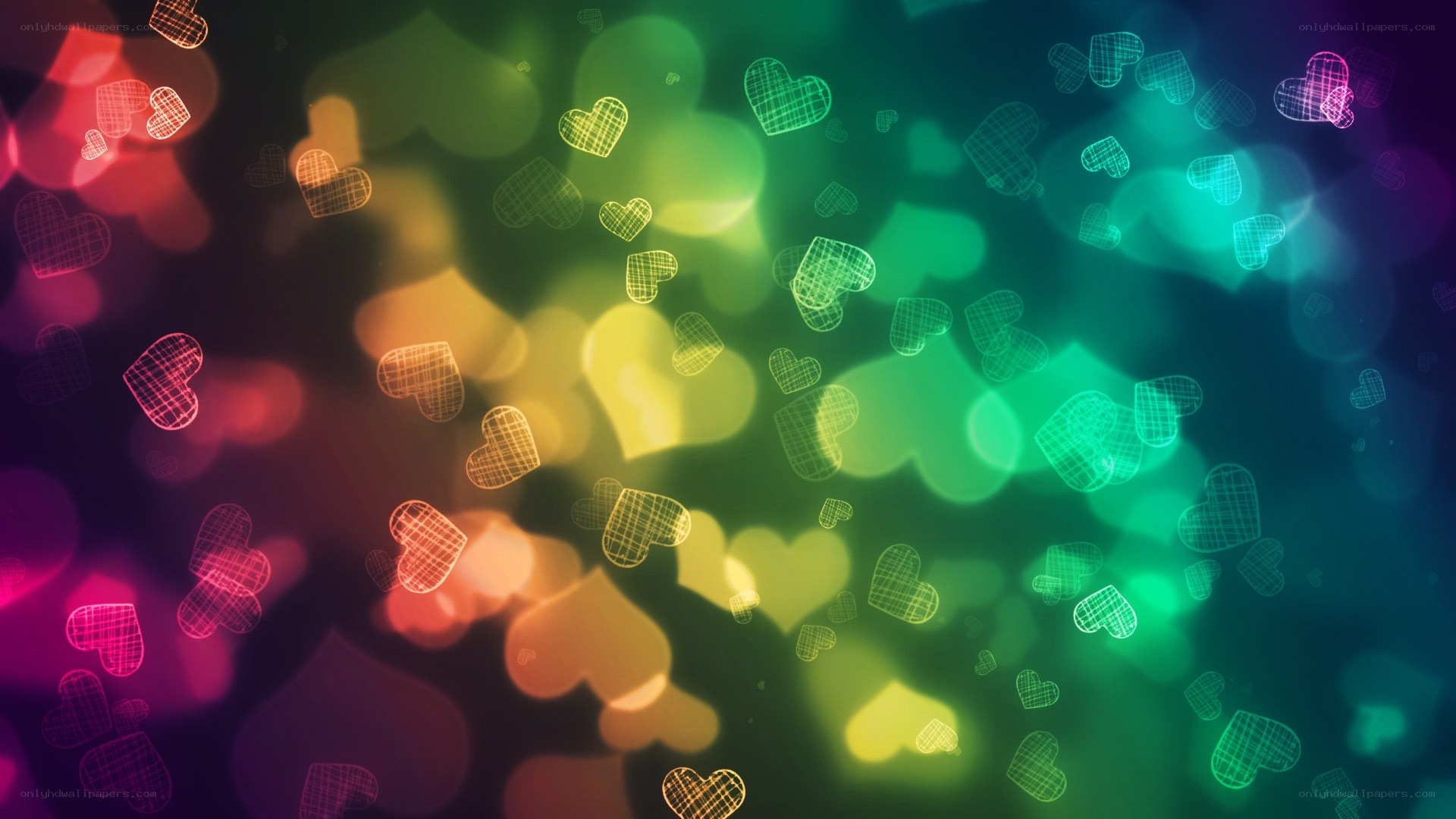 colorful heart bokeh background