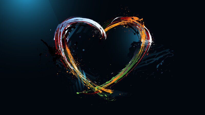 Colorful Heart Brushstroke — Black, Dramatic