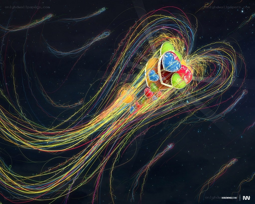 Colorful heart comet in space