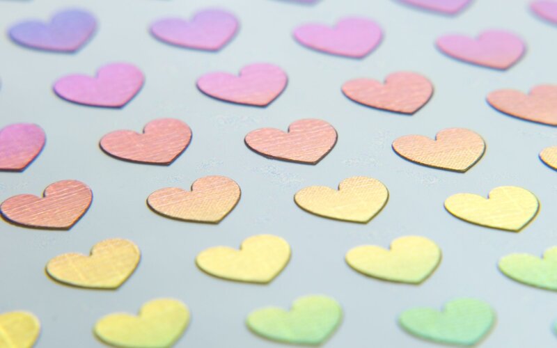colorful heart confetti pattern