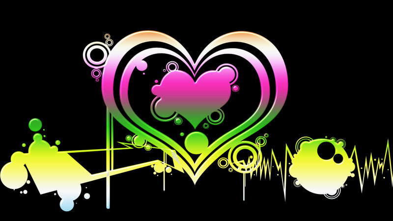 Colorful Heart Design — Black, Vibrant