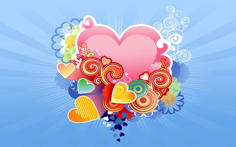 Colorful Heart Design — Blue, Cheerful