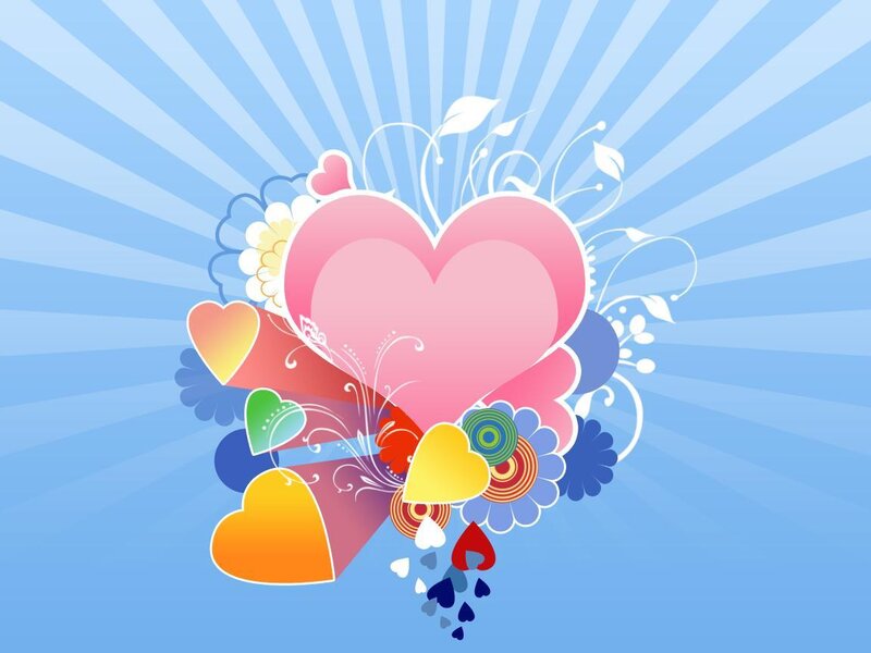 Colorful Heart Design — Blue, Cheerful, Vector Art, Flowers
