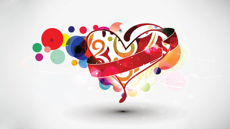 Colorful Heart Design — Red, Vibrant, Digital Art, Circles