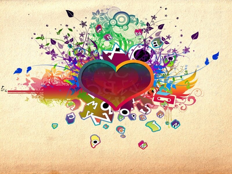 Colorful Heart Design — Red, Vibrant, Digital Art