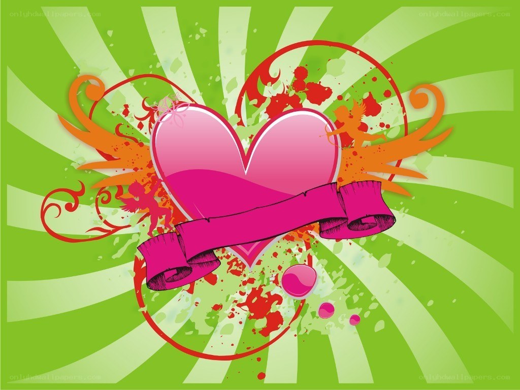 colorful heart design with ribbon