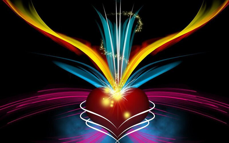 colorful heart energy burst