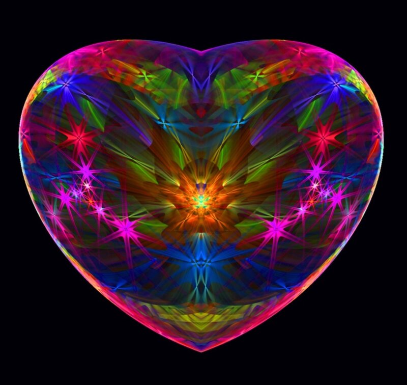 colorful heart fractal art