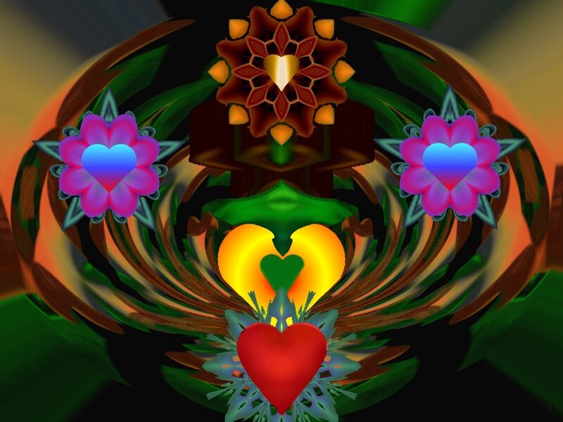 colorful heart fractal art