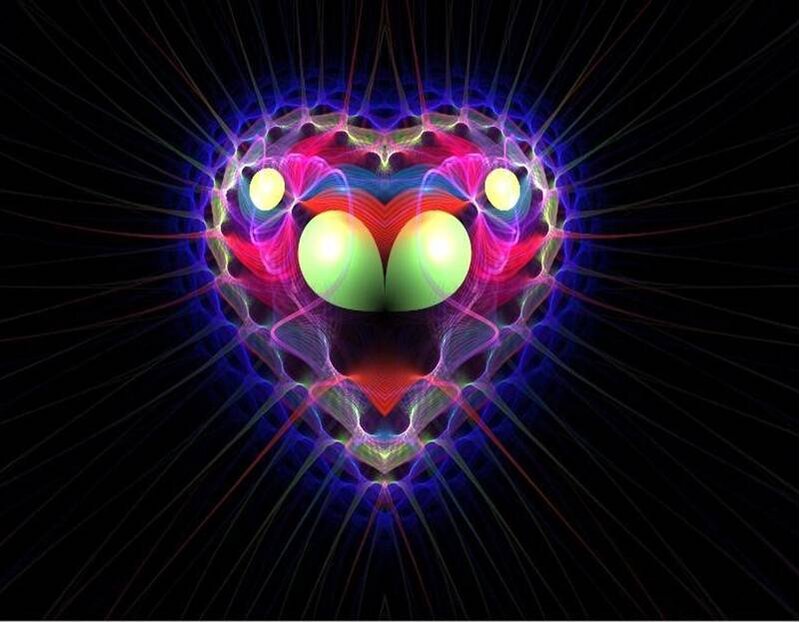 Colorful Heart Fractal — Blue