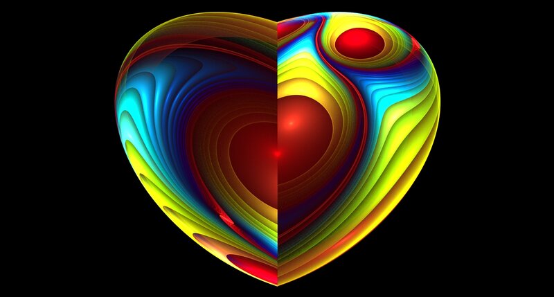 Colorful Heart Fractal — Red