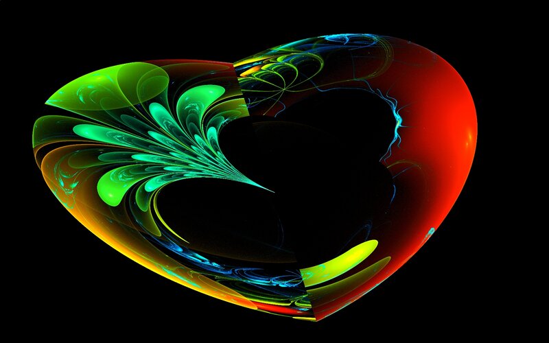 Colorful Heart Fractal — Red, Vibrant