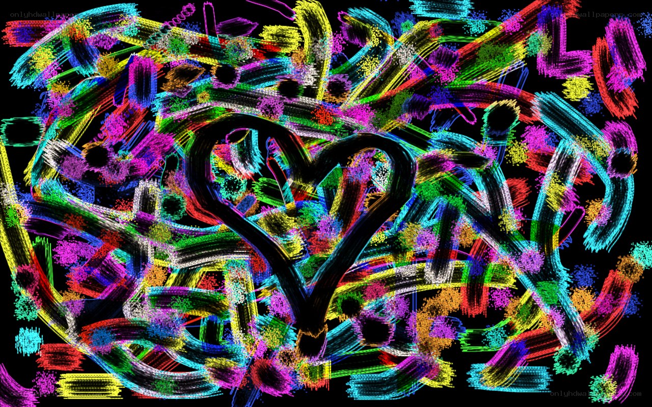 Colorful heart graffiti art