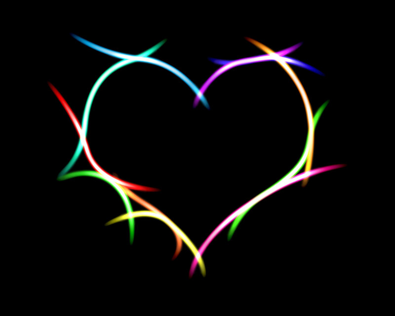 Colorful heart light trail