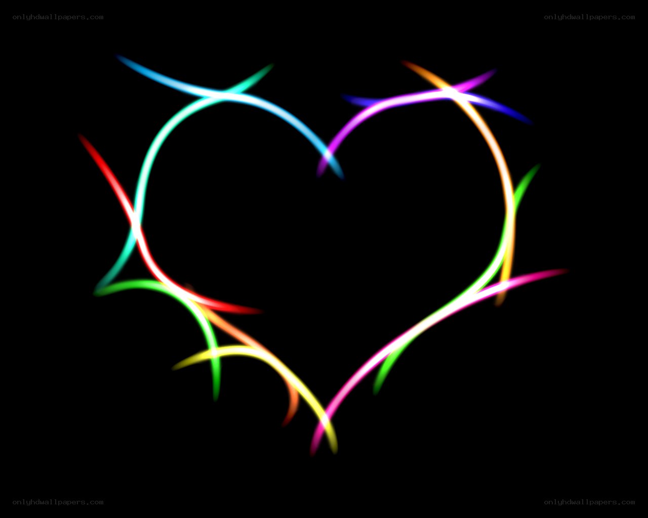 Colorful heart light trail
