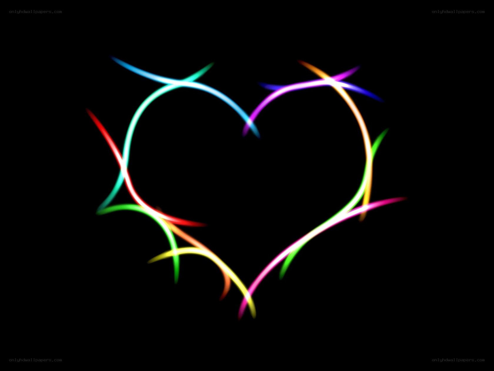 Colorful heart light trails