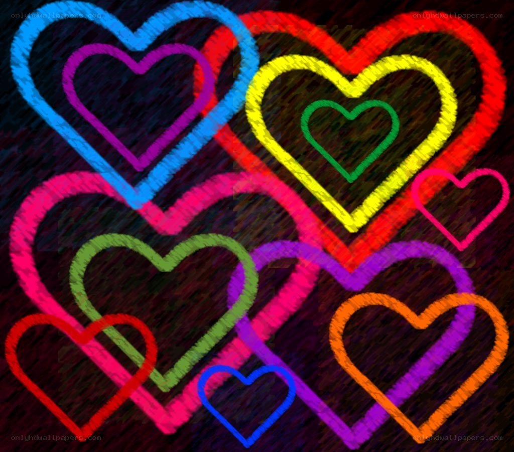 Colorful heart outlines