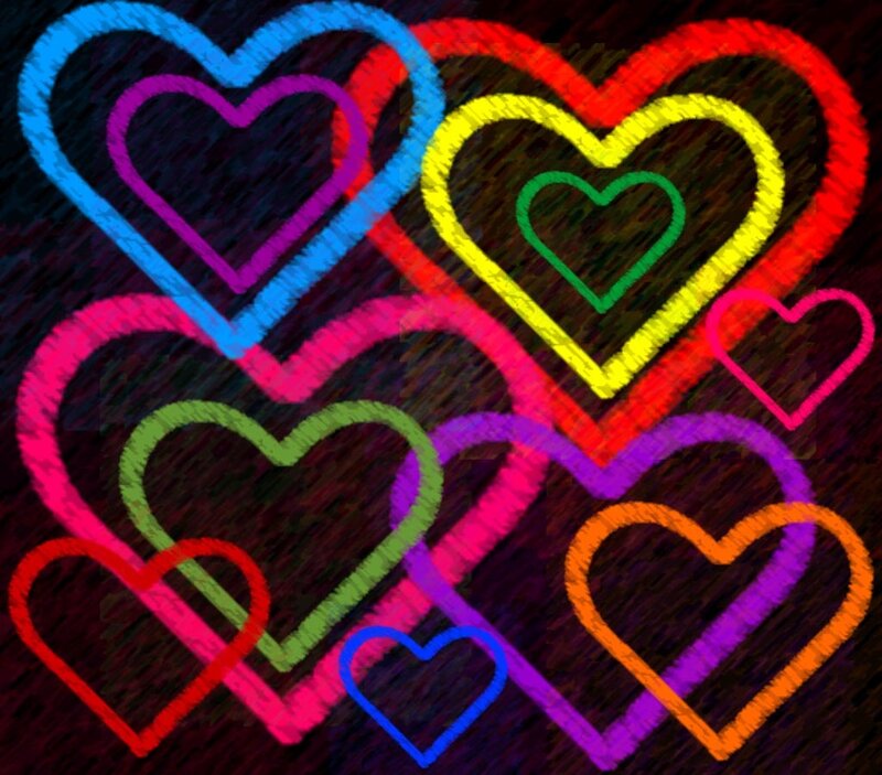 Colorful Heart Outlines — Black