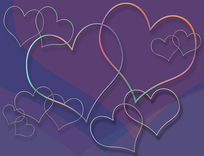 Colorful Heart Outlines — Purple