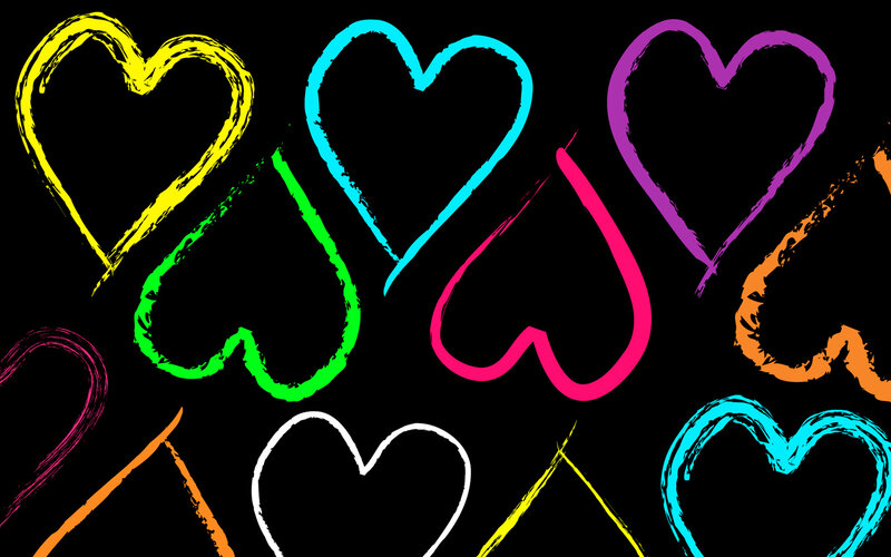 Colorful Heart Outlines — Yellow, Playful