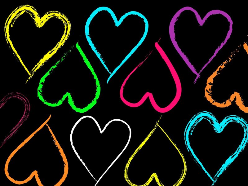 Colorful Heart Outlines — Yellow