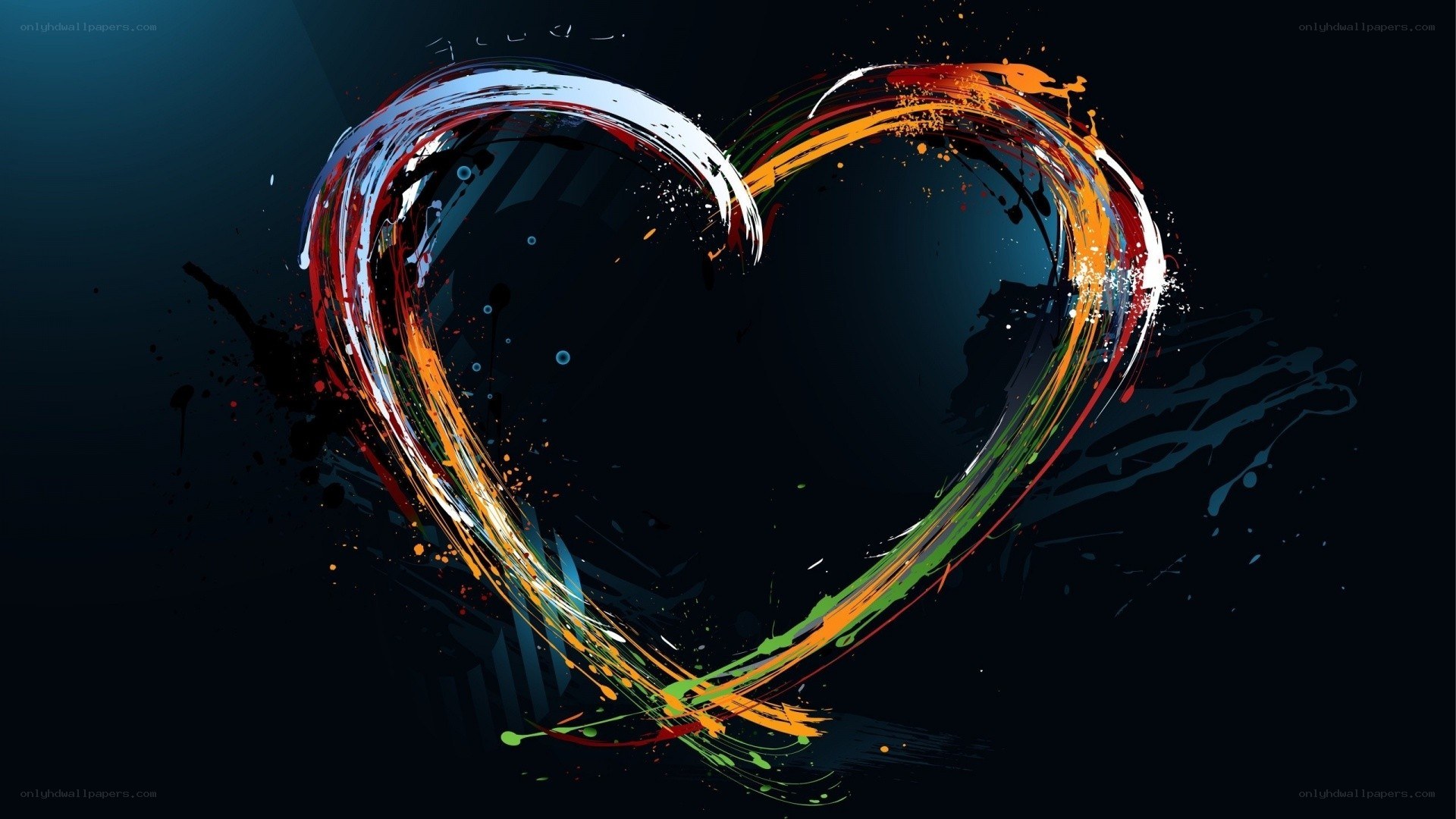 Colorful heart paint splatter