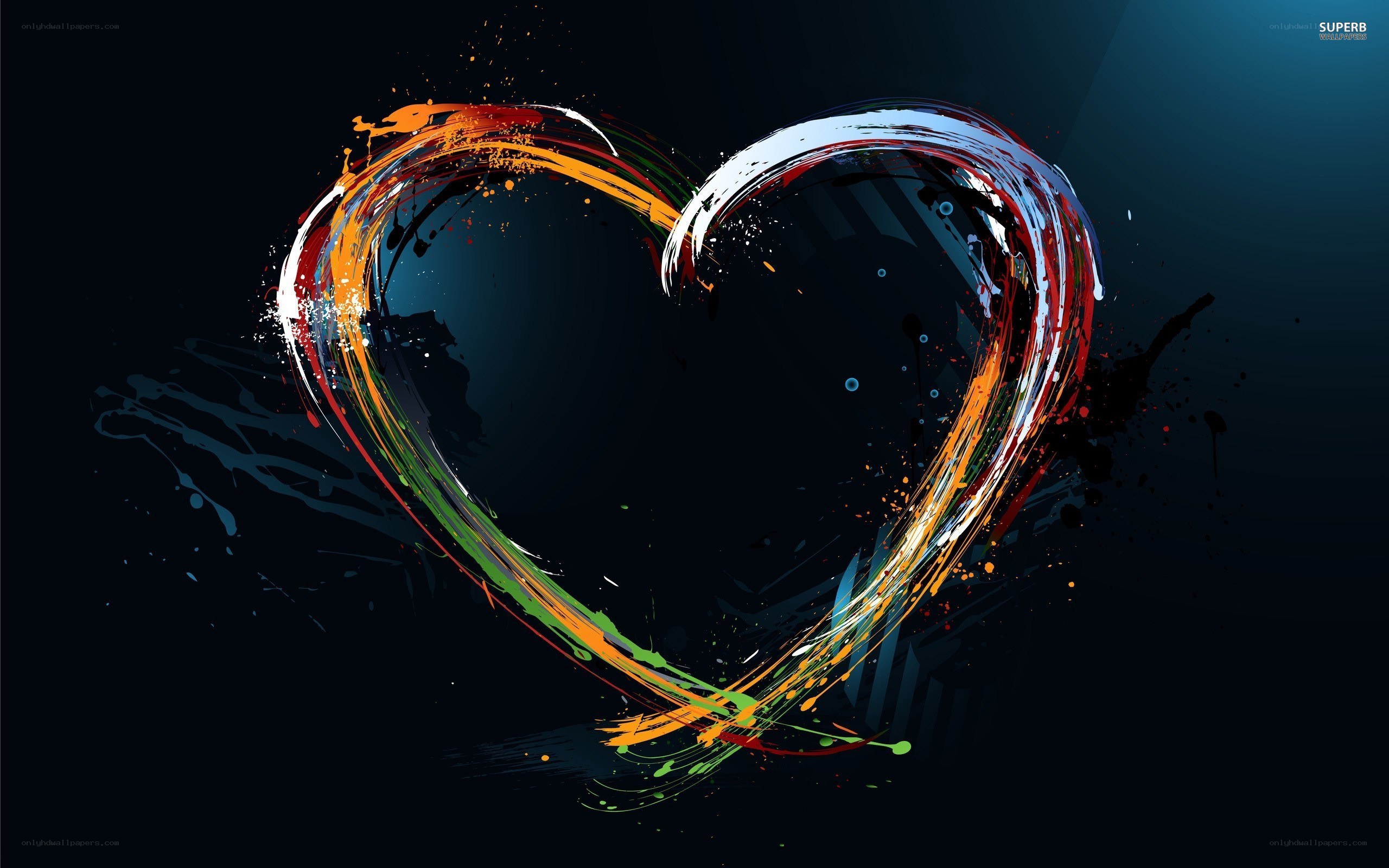 Colorful heart paint splatter