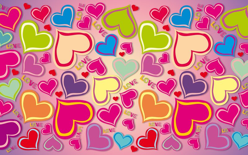 Colorful Heart Pattern — Pink, Cheerful