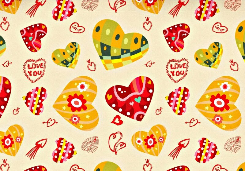 Colorful Heart Pattern — Red, Cheerful