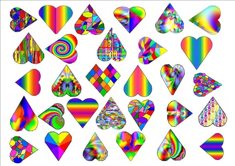 Colorful heart patterns collection