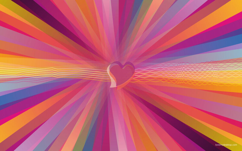 Colorful heart radiating light