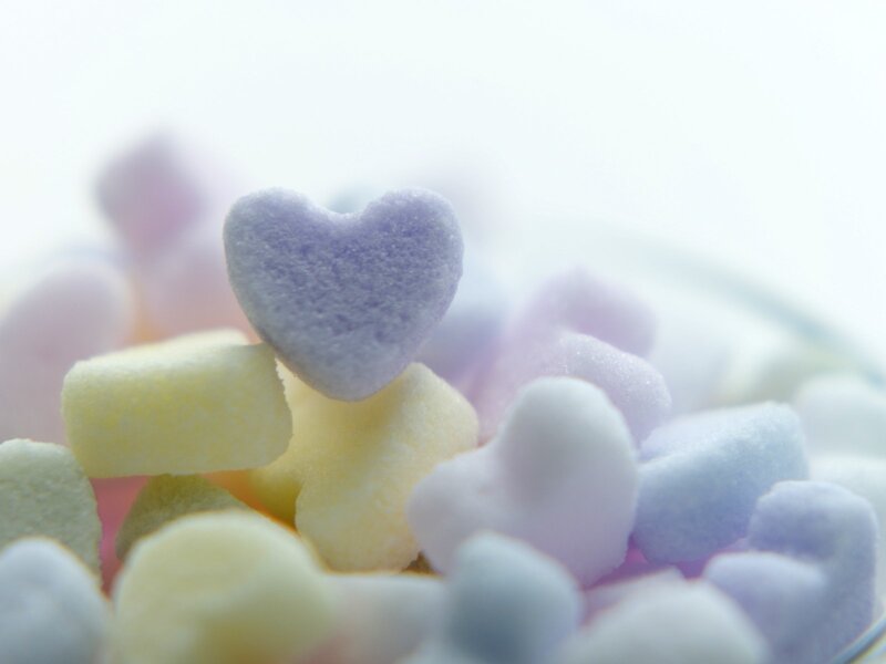 colorful heart-shaped candies