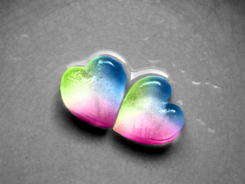 colorful heart-shaped candies