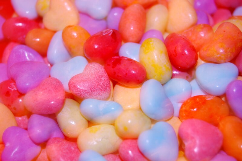 colorful heart-shaped candies