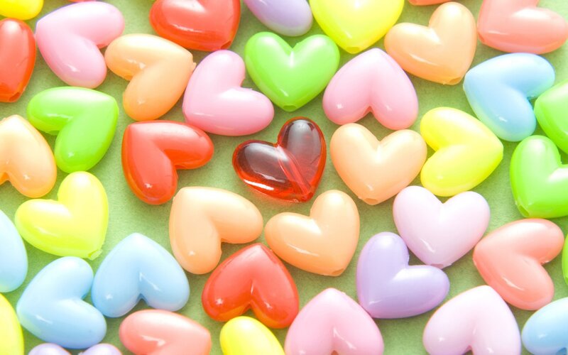 Colorful Heart-shaped Candies — Pink, Playful