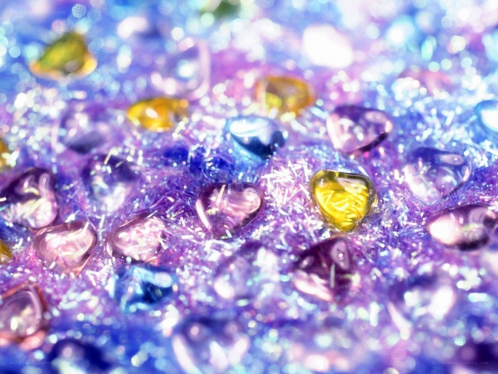 Colorful heart-shaped gems