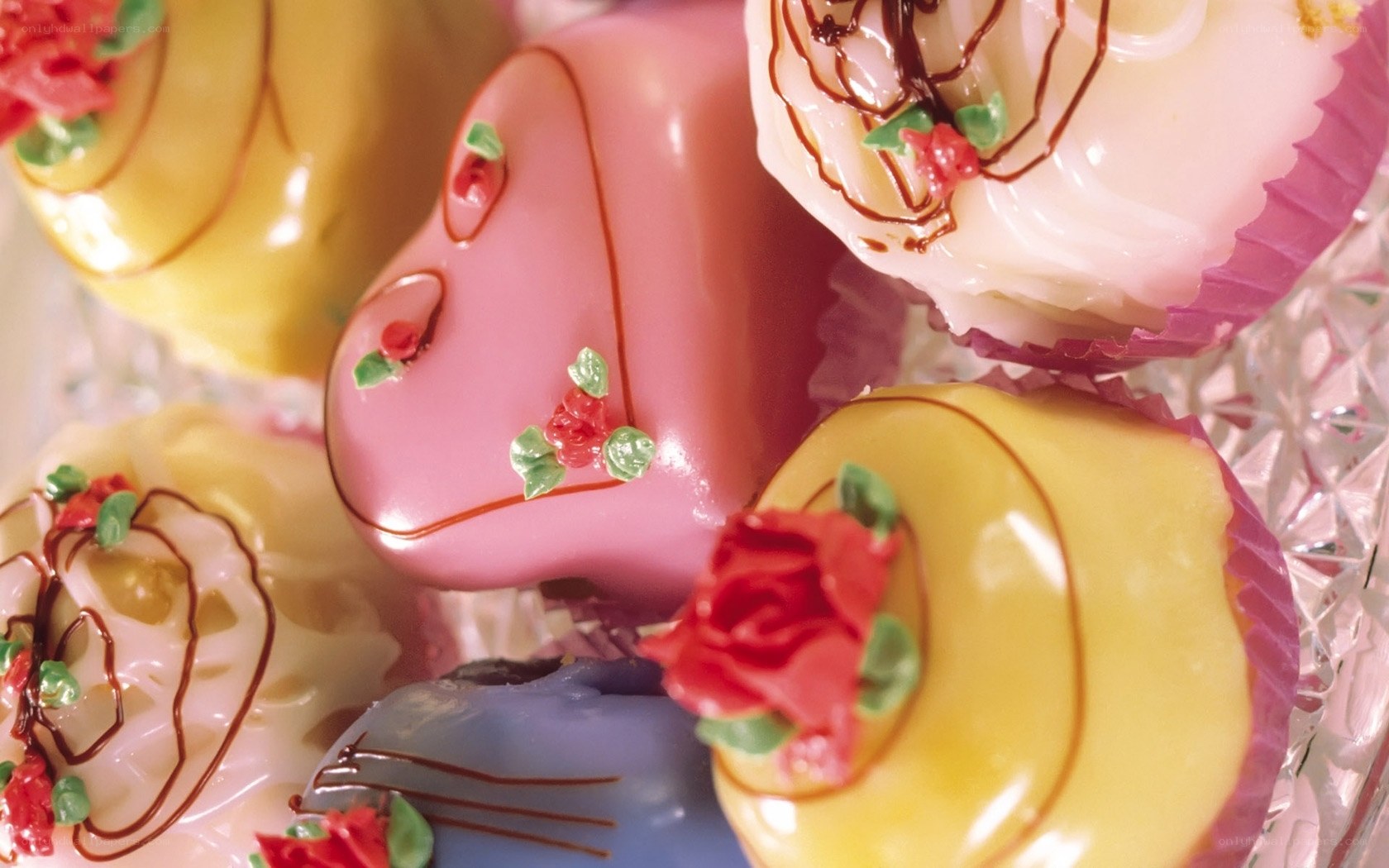 Colorful heart-shaped pastries